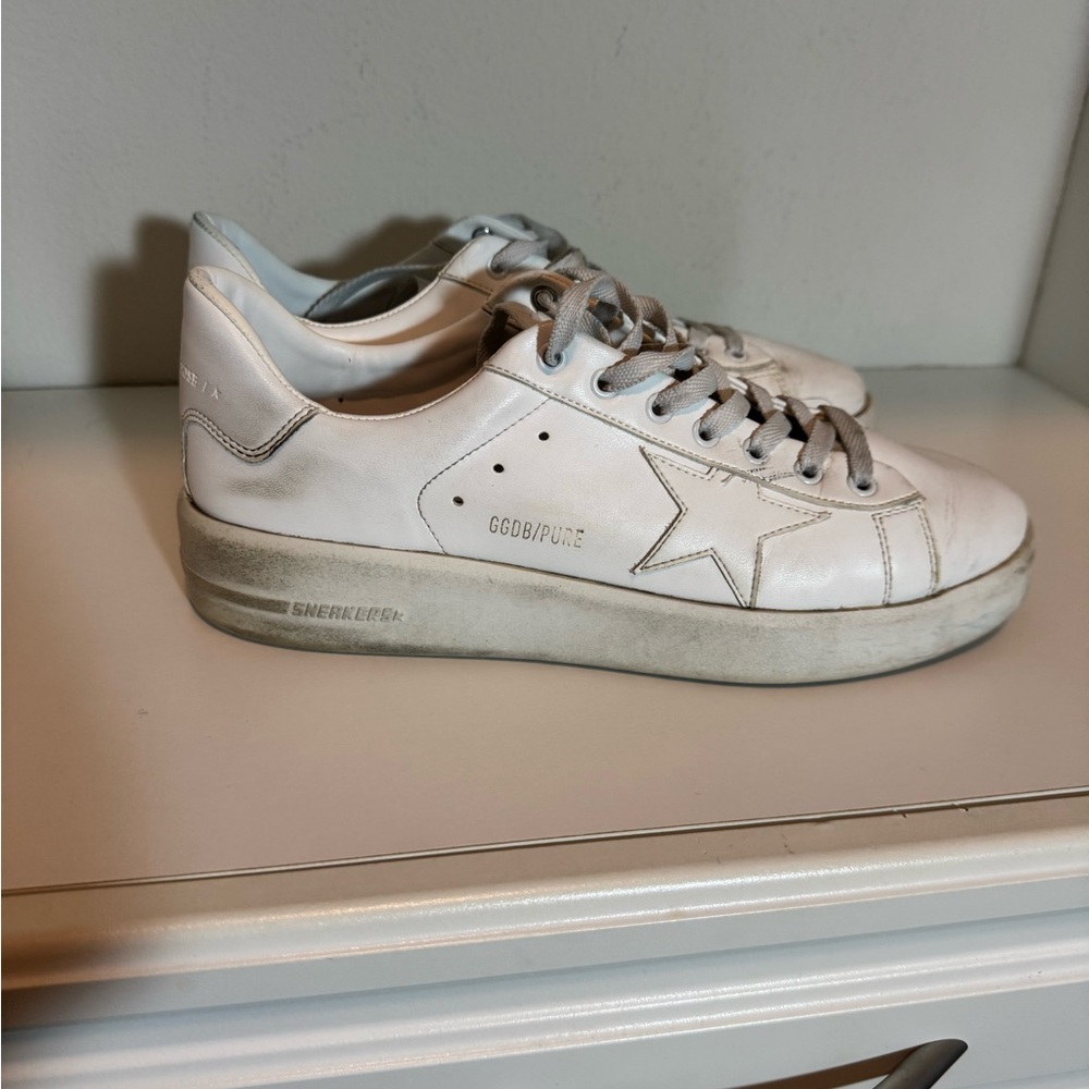 Golden Goose-Style White Leather Star Sneakers